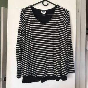 Black and White Striped Nursing/Maternity Top